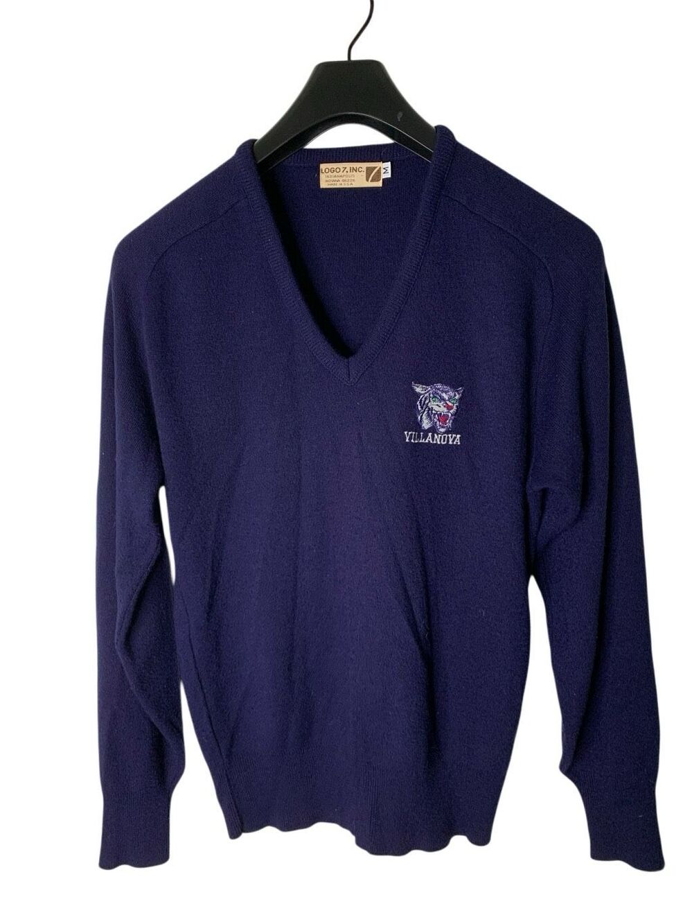 Vintage Villanova Wildcats Logo 7 v neck sweater size medium